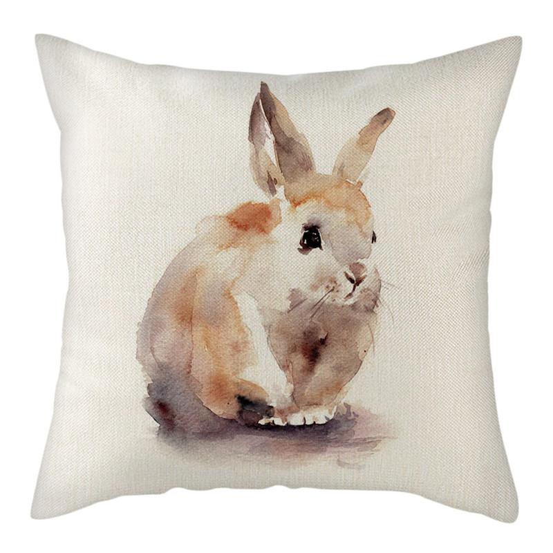 Husă de pernă din in bej Husă de pernă cu model iepure gri pentru scaun de acasă canapea și fete de pernă decorative pentru mașină 45x45cm