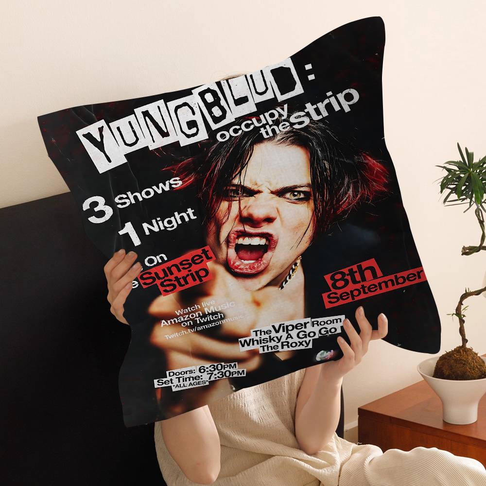 Singer Y-Yungblud Personalized Pillow Cover Kids Bedroom Wild Party Decor Pillowcase Kid Birthday Shower Gift