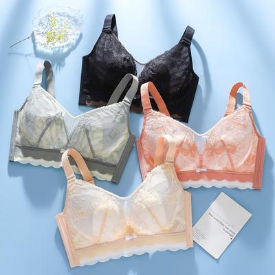 New Large Size Sponge-free Underwear Large Breasts Look Small Ultra-thin Rabbit Ears, Seamless Gathering and Anti-sagging Bra