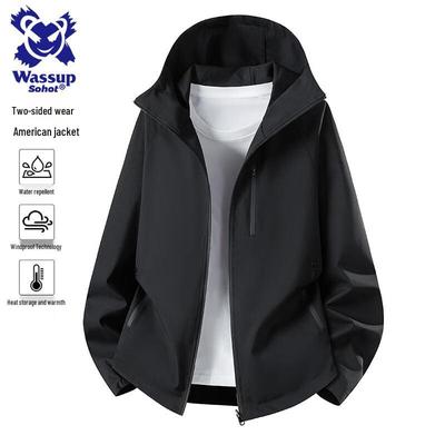 Wassup Sohot Men's Reversible Windproof Hooded Jacket