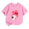 Cute Cartoon Bunny Heart Chocolate Print Kids 100% Cotton T-shirt Boys Girls Casual Crew Neck Short Sleeve Soft Breathable Summer Trendy Daily Wear Cu