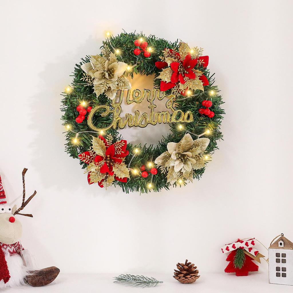 Large 30/40cm Christmas Flower Wreath for Home, Window, or Hotel Decor