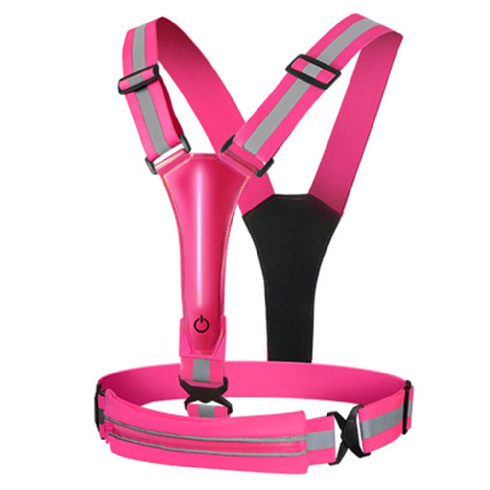 

Светящийся жилет повышенной видимости, беговая экипировка, перезаряжаемый через USB, 3 режима освещения для ночного бега на открытом воздухе, ходьбы розовый