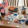 Fireworks Leaves Stars 4th of July Placemats Set of 4, 12x18 Inch Patriotic Memorial Day Table Mats for Party Kitchen Dining Decoration