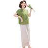 Middle-Aged Women's Chinese-Style Summer Blouse - Short-Sleeved Top