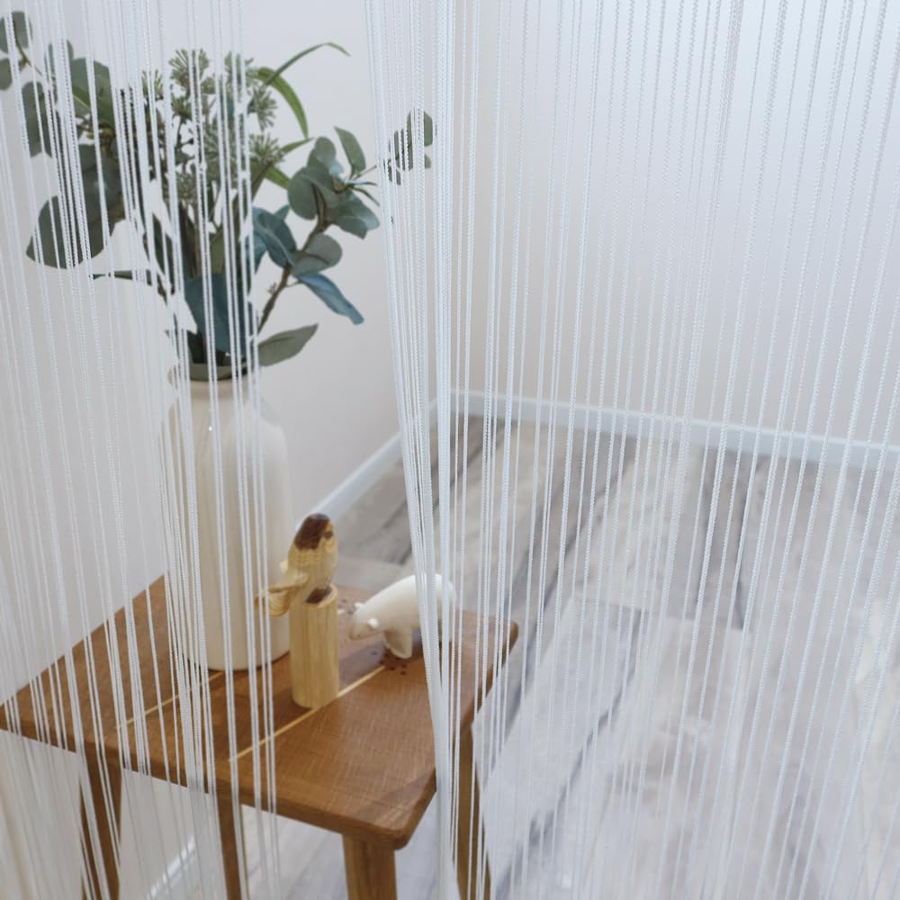 Flame retardant string curtain White 85cm width x 170cm Room divider Scandinavian Made in Japan Washable Stylish Blindfold Modern Commercial use