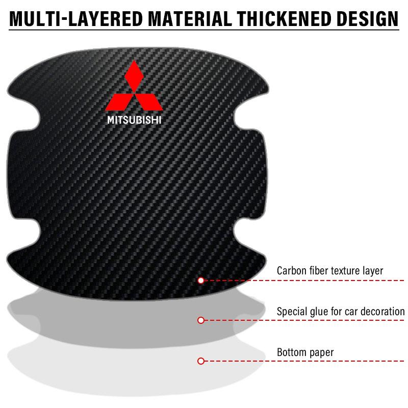 4PCS Car Door Handle Protection Sticker Emblem Car Styling For Mitsubishi Asx Lancer Outlander Pajero Ralliart Accessories