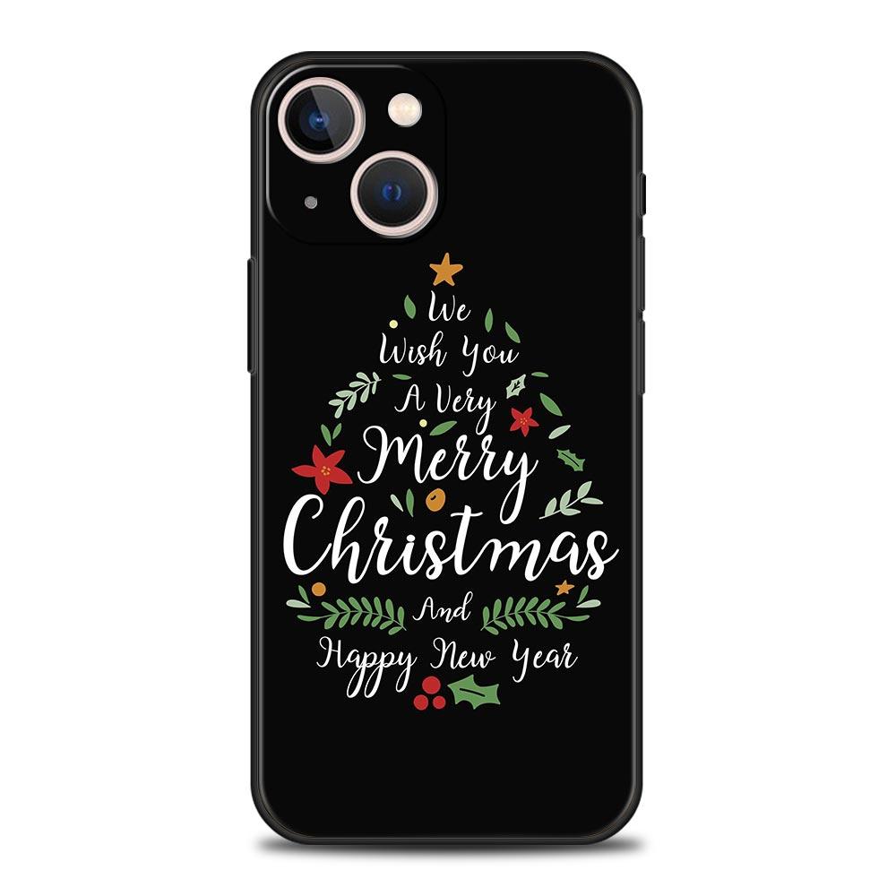 Christmas New Year Phone Phone Case For iPhone Apple 15 14 13 12 11 Pro Max Mini 7 8 Plus XR XS X SE 2020 Black Silicone Cover