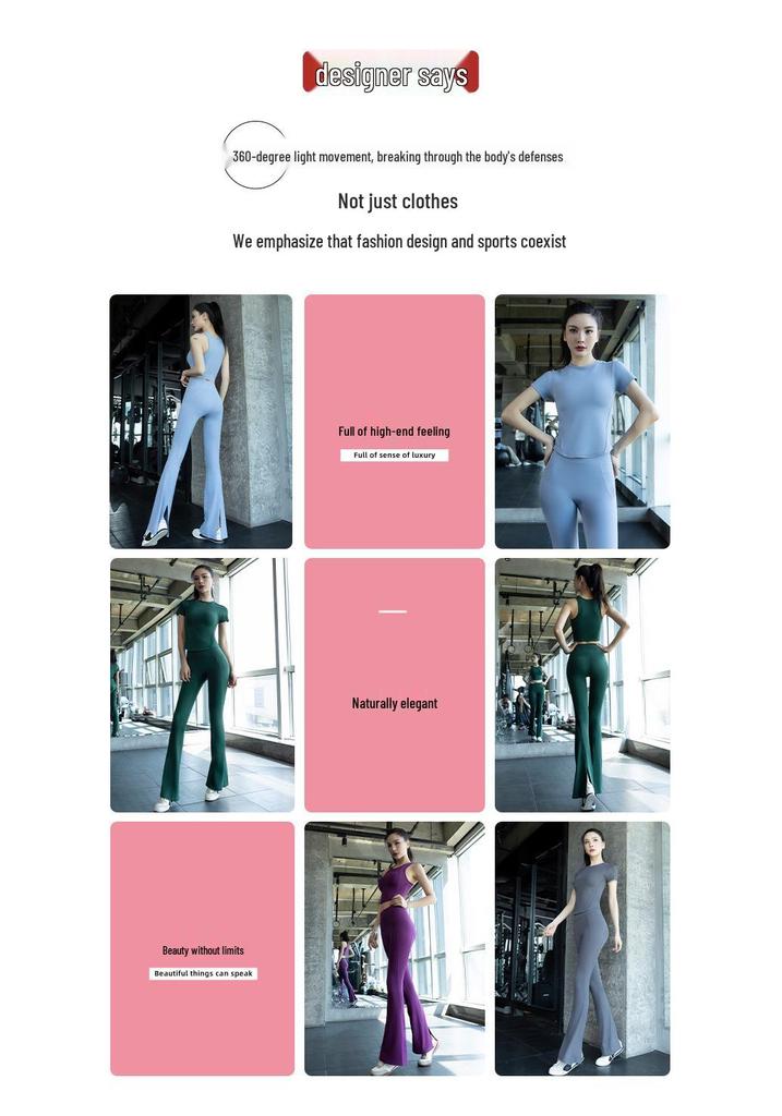 Conjunto de Fitness de Verano de Alta Gama para Mujer - Secado Rápido para Yoga y Pilates - Ropa Exterior de Manga Corta