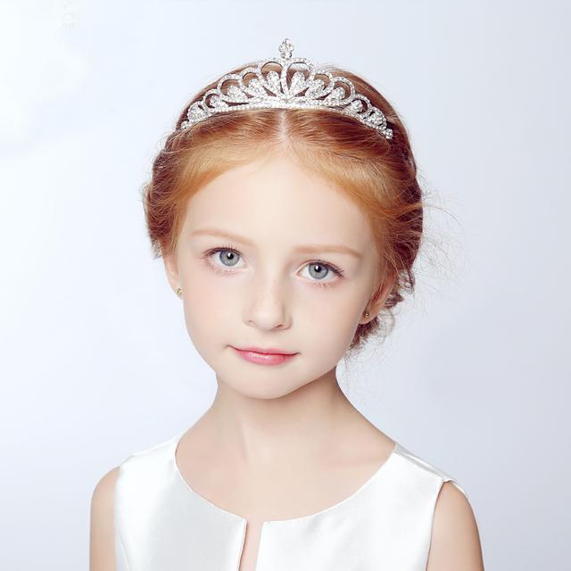 Fashion Gold Silver Color Crystal Crowns For Kids Child Girls Pearls Tiaras Diadems Wedding Hair Accessories Bridal Jewelry