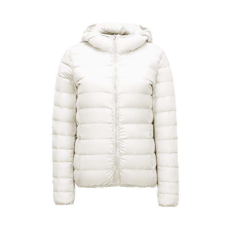 Women's autumn and winter lightweight down jacket with hood, thin and oversized coat
