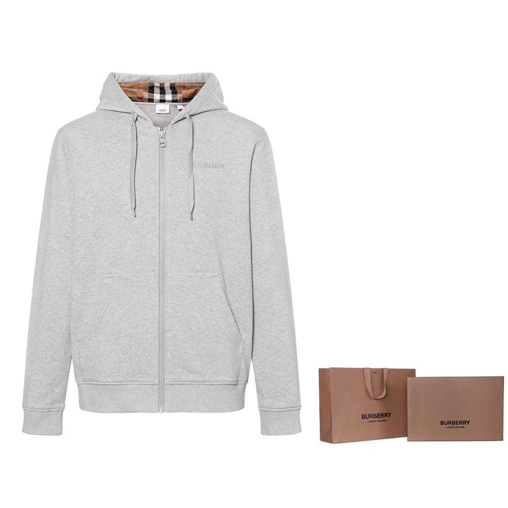 Burberry Hove Check Stickerei Logo Reißverschluss Hoodie 80847711