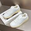 Soft leather small inner height increase thick-soled retro casual flat-bottomed sports board shoes