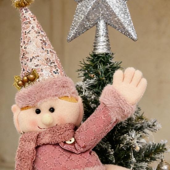 Rosa Schneemann Raffhalter Plüsch Schneemann Vorhangschnalle Cartoon Raffhalter für Feiertags-Heimfenster Weihnachtsbaumspitze Dekoration