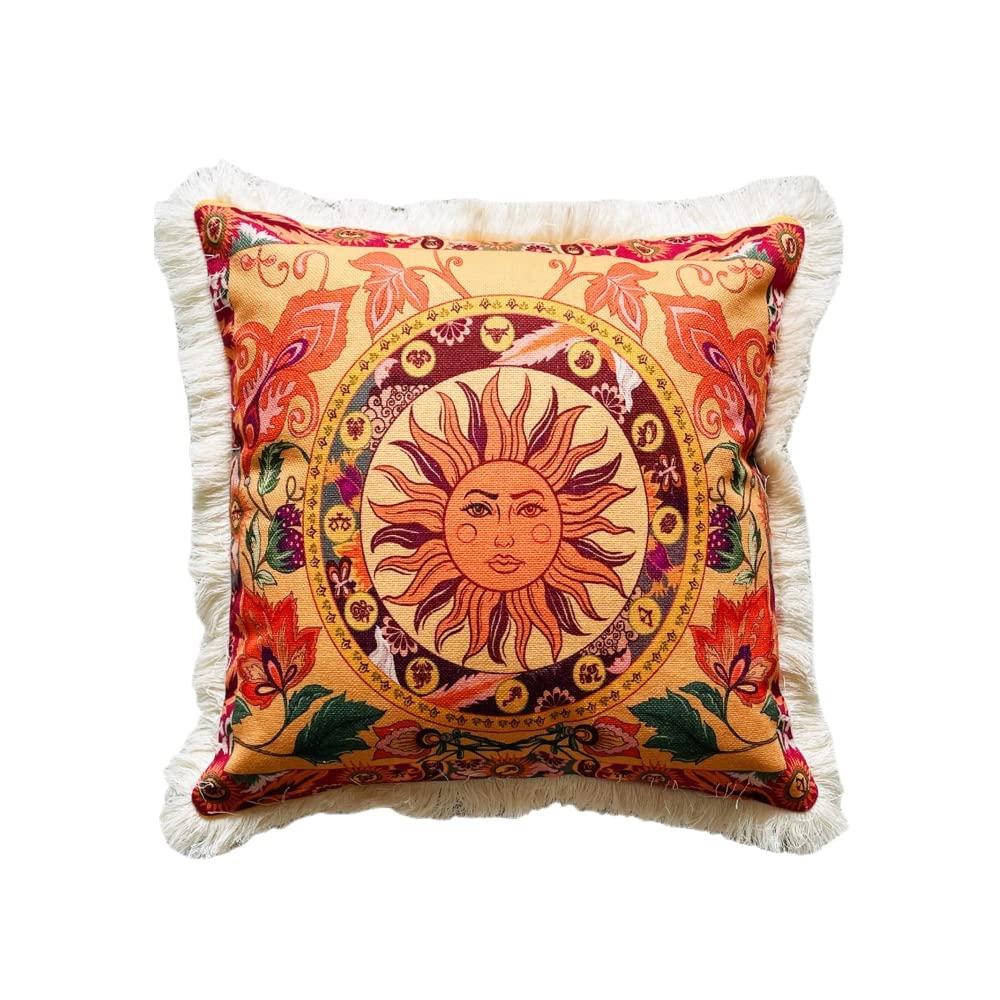 Cushion Cover, Interior, Asian, Ethnic, Fringe, Natural, Balinese, Exotic, Asian, 45x45, Ethnic Style Cushion Cover (Other 2)