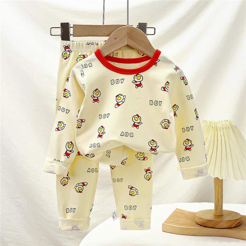 Kids Underwear Set Cotton Thermal Pajamas Boys Girls Stretchy LYCRA Long Sleeve Top Pants Homewear Sleepwear
