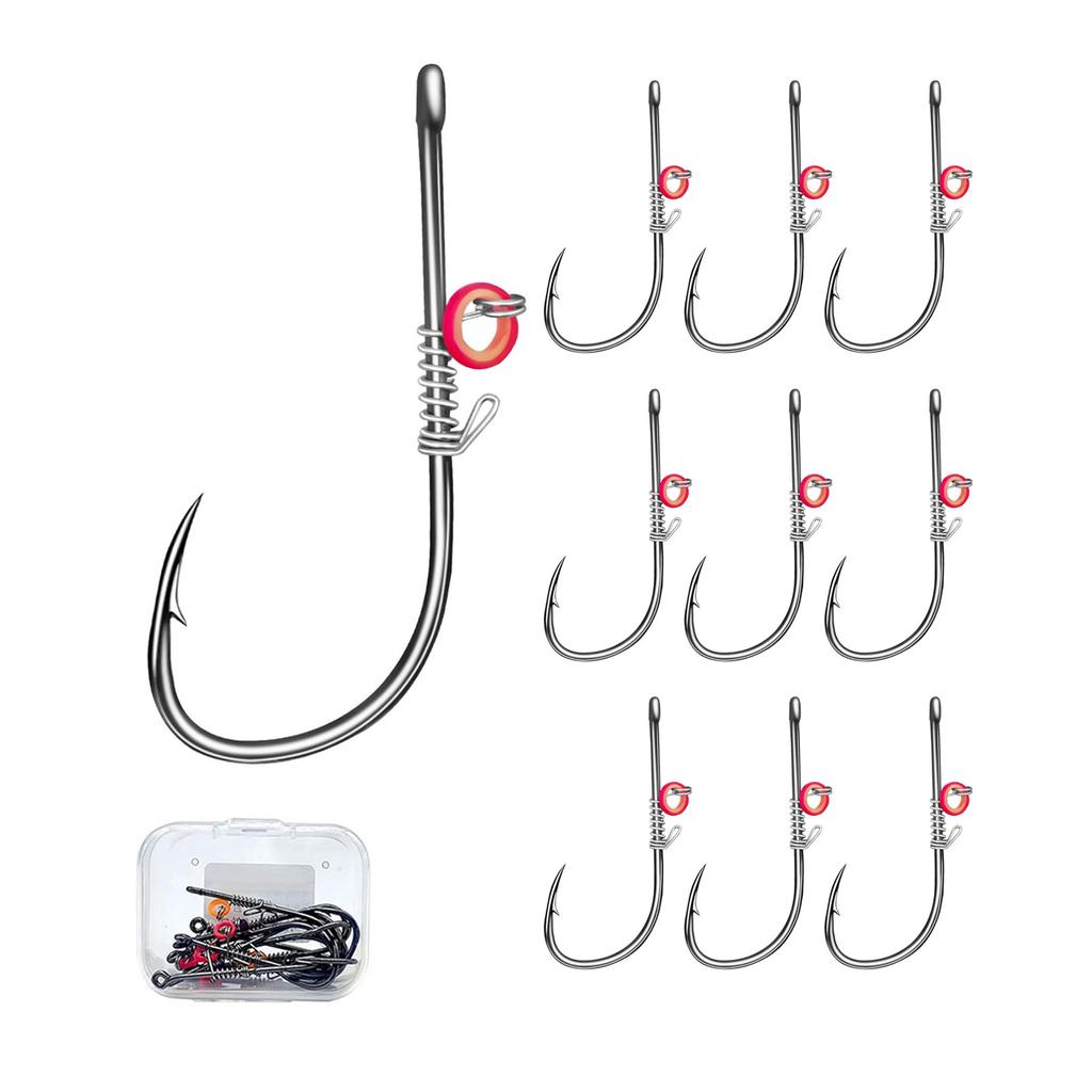 10Pcs Live Shrimp Fixing Hook Catfish Fishing Hook Barbed Fishhook with Hole Baitholder Hooks Saltwater Fishing Tackle