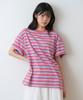 Sayu Striped Biscuit Short Sleeve T-Shirt Pink