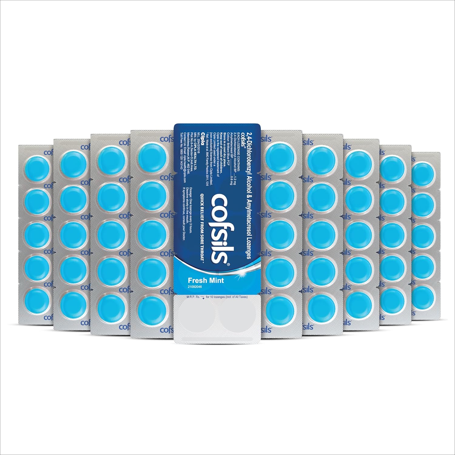 

Cipla Cofsils Fresh Mint Lozenges (10 x 20 Strips) For Quick Soothing Relief From Sore Throat And Irritation