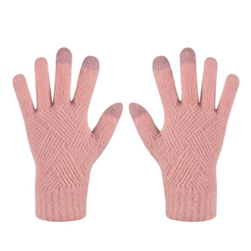 Modische Gestrickte Dicke Handschuhe für Männer & Frauen Einfarbig Argyle-Muster Winddicht Warm Herbst Winter Vollfingerhandschuhe