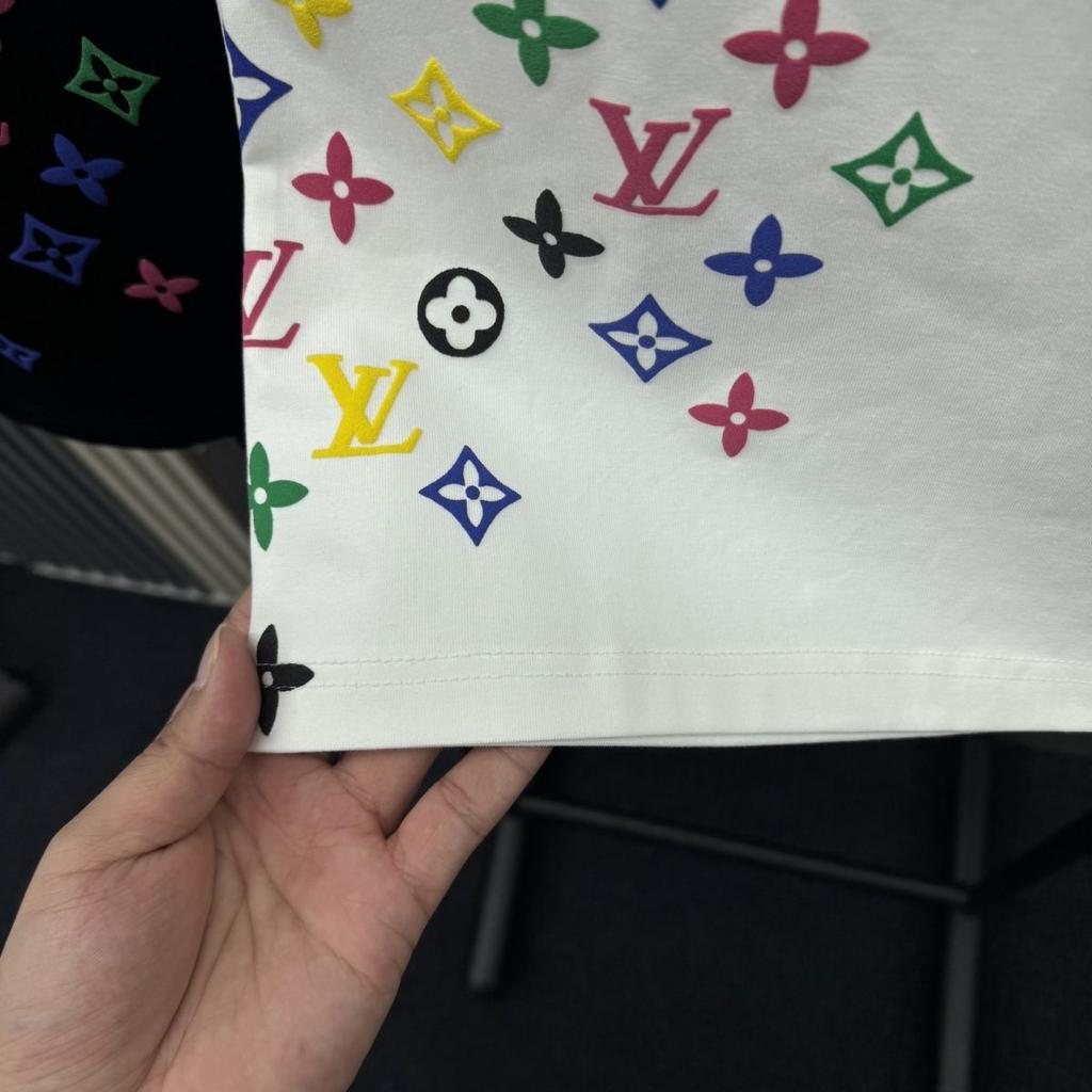 2026 Oversized tričko s potiskem monogramu, Celoplošný vzor, Lehké unisex tričko pro pár