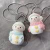 DIY Flocking Jewelry Accessories 3D Cartoon Snowman Keychain Pendant for Car Key Handcrafted Jewellery Component