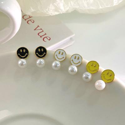 Pendientes de Perla Sonrientes Lindos Pendientes de Sonrisa Multicolor Lujo Ligero Gama Alta Estilo Versátil Diario