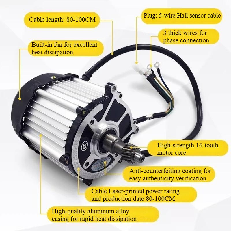 48V 60V 72V High Power Pure Copper BLDC Motor High Speed Brushless DC Motor for Electric Tricycle Scooter Conversion Kit