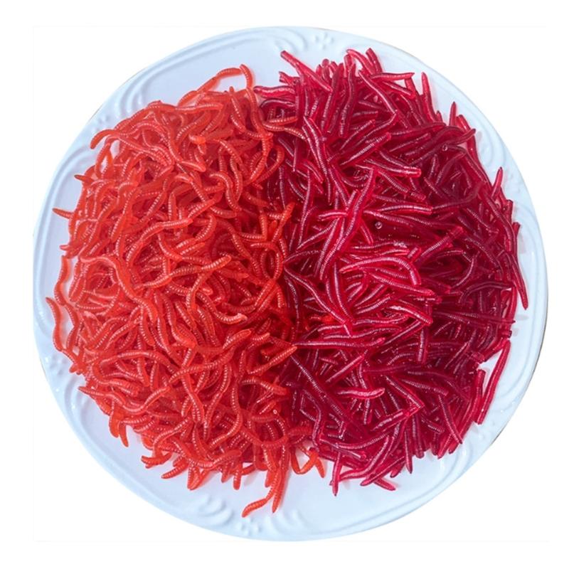 200pcs Artificial Worm Lure for Trout Rubber Fishing Lure Red Worm Earthworm Baits Fishing Tackle Accessory Soft Baits