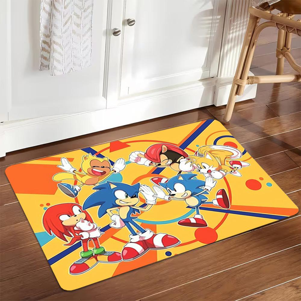 Sonic The Hedgehog Group Decoration,Carpet,Living Room,Bedroom, Non-slip,Square rug