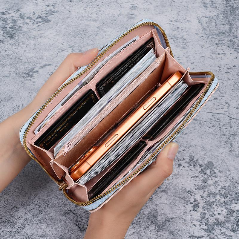 Korean Style Single Zipper Women'S Extra Large Capacity Long Wallet, Patchwork Coin Purse, Phone Bag, Fashionable And Versatile