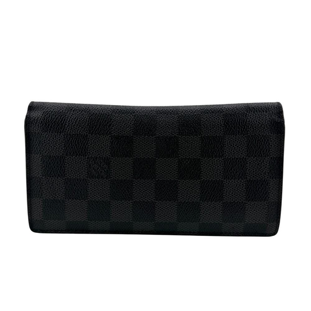 LOUIS VUITTON N62665 Damier Grafitte leather Brazza Portefeuille Purse gray leather mens Used
