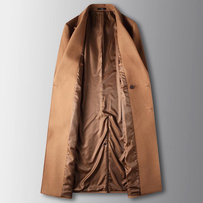 Trench in Lana da Uomo Doppiopetto - Lungo, Sopra il Ginocchio, Capo d'Abbigliamento Caldo per Autunno/Inverno, Stile Business Casual per Tutte le Età.