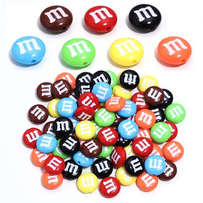20pcs/lot Acrylic Cartoon M Bean Beads Color Handmade Spacer Charm Bead for Jewelry Making DIY Bracelet  Decoration Accessories
