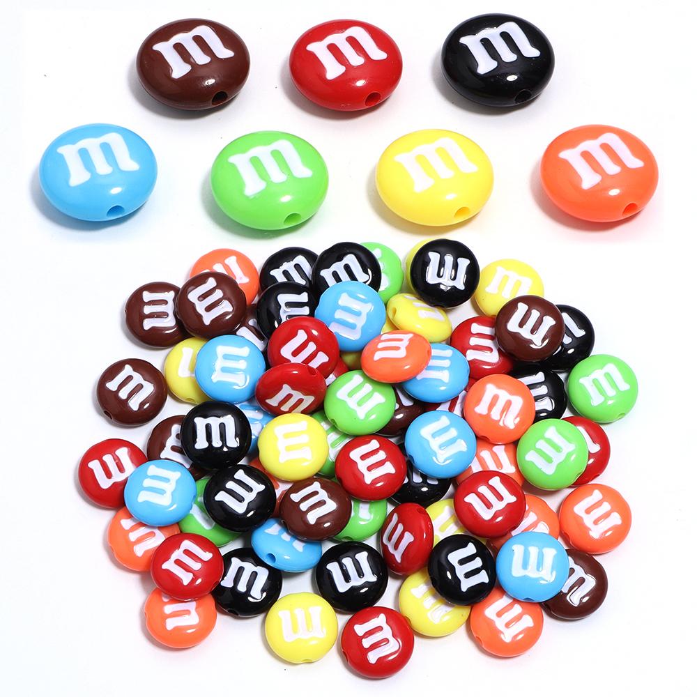 20pcs/lot Acrylic Cartoon m Bean Beads Color Handmade Spacer Charm Bead for Jewelry Making DIY Bracelet Decoration Accessories