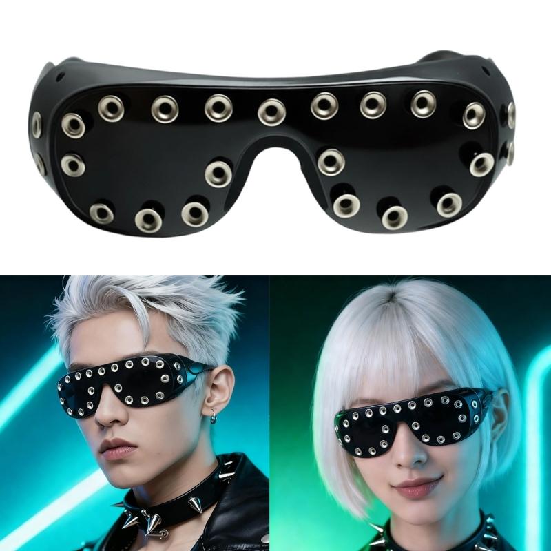 Cool Punk Sunglasses with Rivet Studded Design for Evening Party Street Photography and Music Festival Dressingup Wear