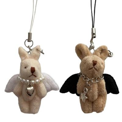 Fashion Plush Rabbit Keychains Alloy Material Y2K Keyring Rabbit Phone Jewelry