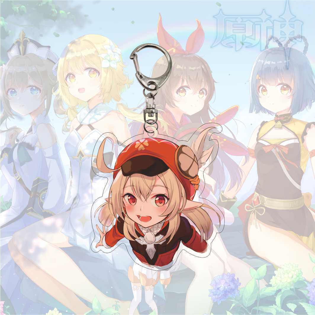 

Брелок для ключей с рисунком аниме Genshin Impact, акриловый двухсторонний прозрачный брелок для ключей, аксессуары, ювелирные изделия для фанатов, подарки 6CM