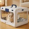 Collapsible Pet Carrier Box Breathable Plastic Foldable Cat Cage with Handle Thickening Cat Transport Box Indoor Outdoor Use