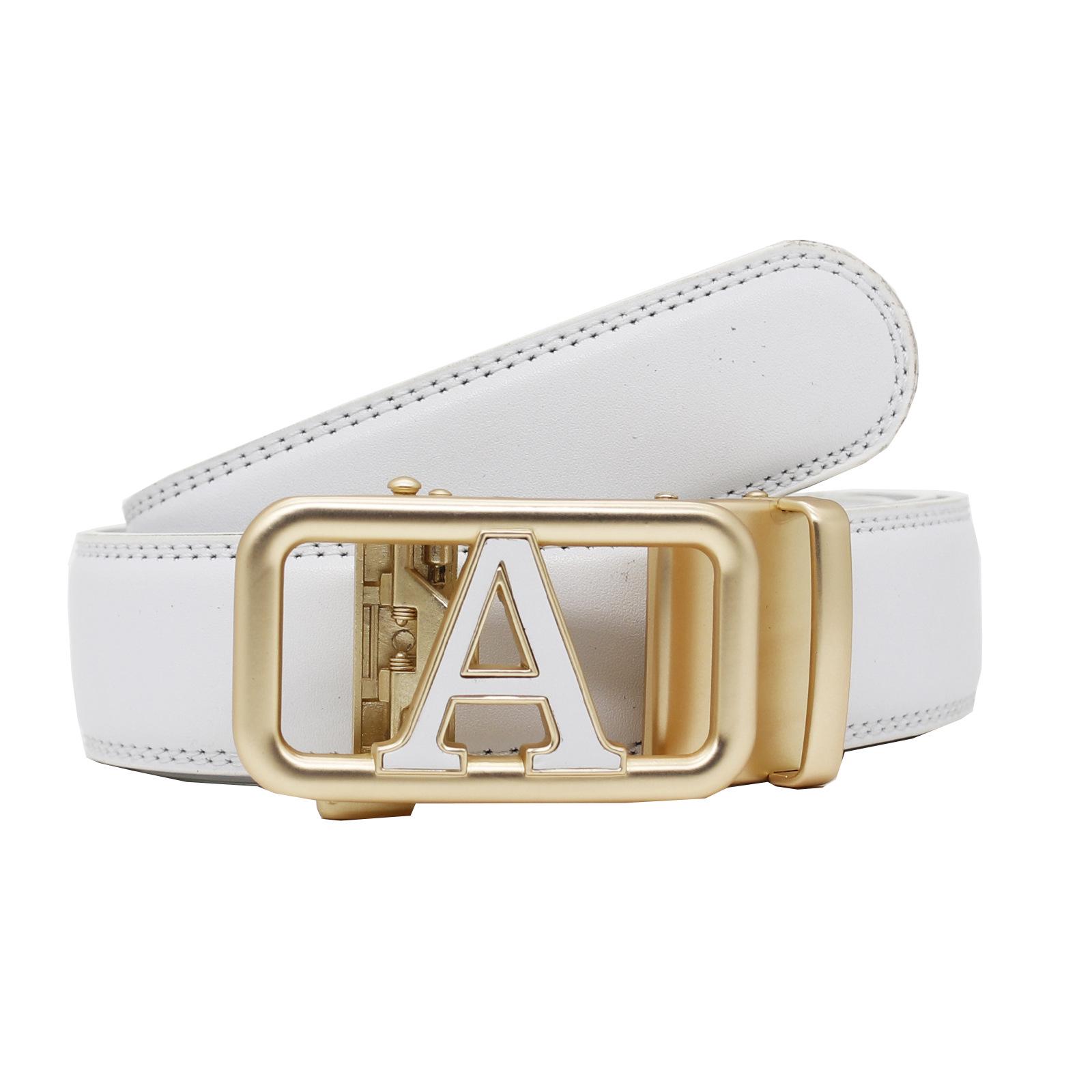 

Men s Slim Fit Leather Belt - 10 Vibrant Colors, Trendy Automatic Buckle 125 cm білий