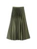 Miyake High Waist Double Pleated Midi Skirt - Spring/Autumn Slimming A-Line