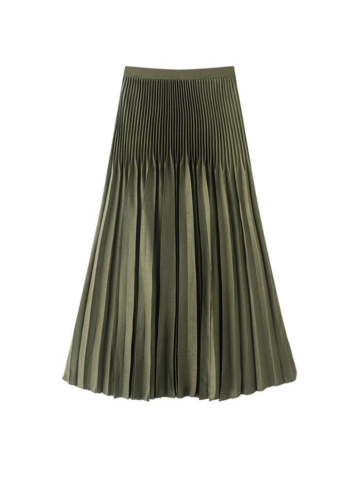 Miyake High Waist Double Pleated Midi Skirt - Spring/Autumn Slimming A-Line