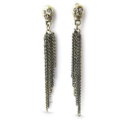[N0993] - Antiqued Gold 'Skull' Designer Earrings