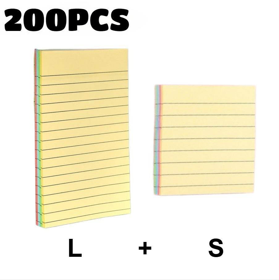 100/200 Pages of Horizontal Line Sticky Notes Colorful Posted It Note Pad Planner Sticker Notepad Memo Pad School Office Supply