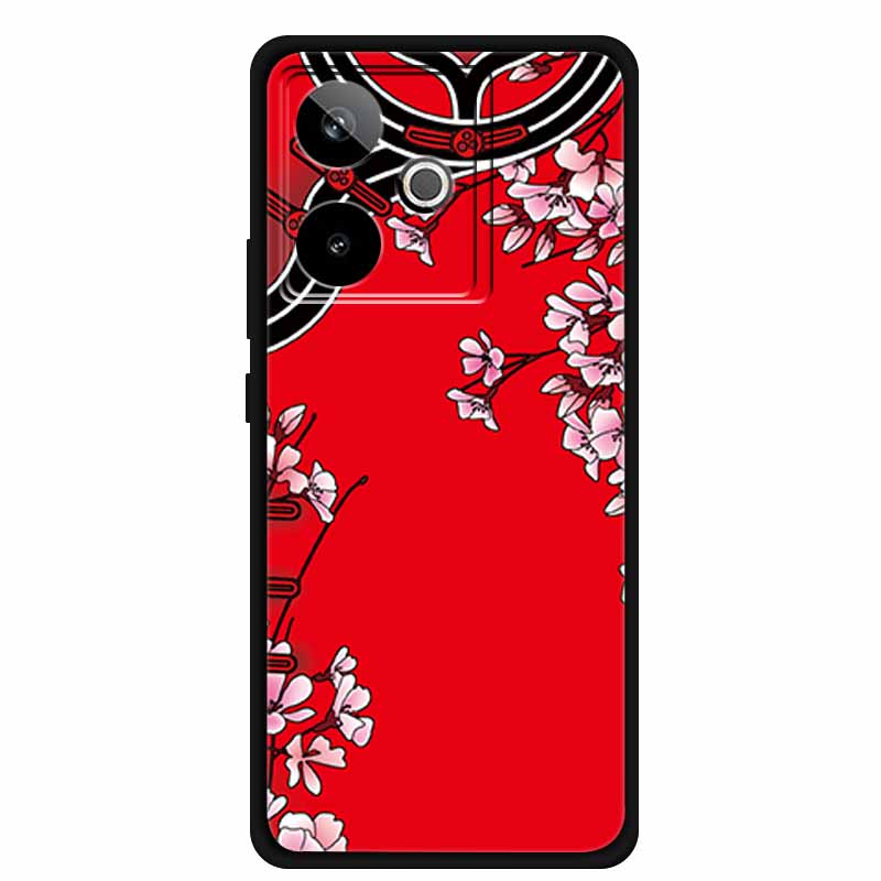 For Realme GT7 3D Relief Phone Case Emboss Flower Back Cover Black Silicone Shockproof Soft Protector 6.8" Realme GT 7T 7 T Capa
