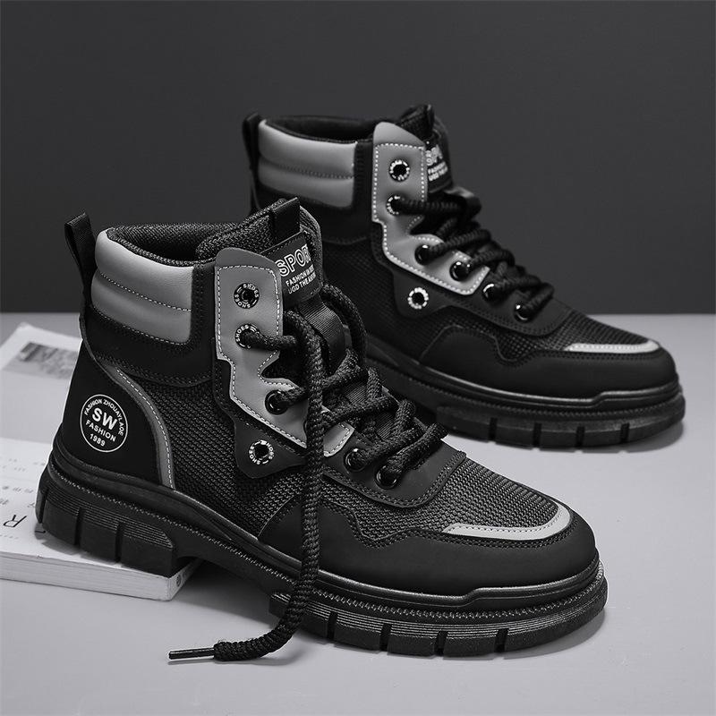 

Боевые ботинки Desert battle большого размера, мужская обувь, осенняя дышащая обувь с высоким берцем, повседневная обувь для сноуборда в британском стиле, ретро, сетчатая обувь 39 чёрный