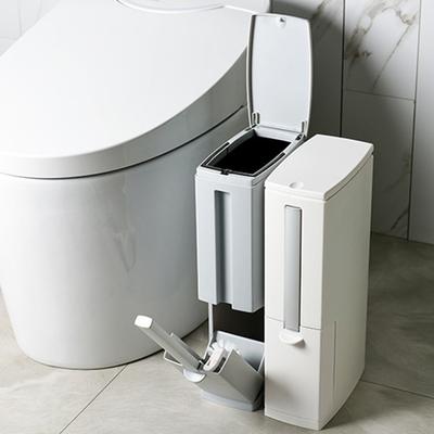 Integrated Sealed Garbage Can Large Capacity Toilet Brush and Waste Bin Set One-Key Opening Multifunction Bathrom Accessories
