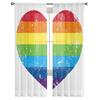 Rainbow Heart Shaped Stripes Colorful Love Tulle Window Treatment Sheer Curtains for Living Room the Bedroom Curtains Decoration