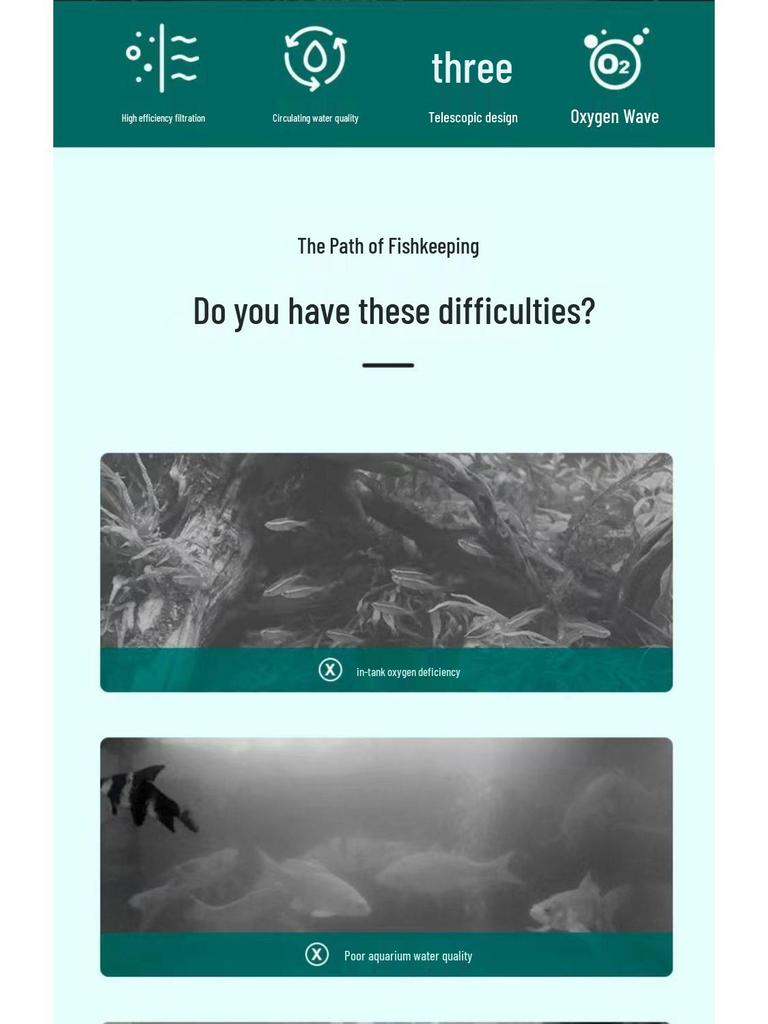 Silent Three-in-One Fish Tank Oxygenating Circulation Filter System