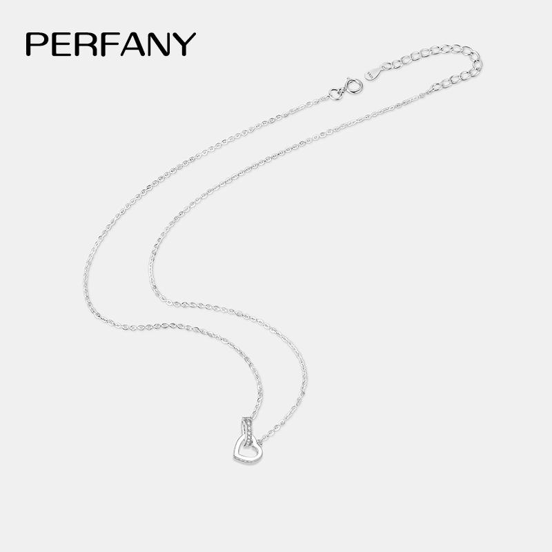 PERFANY Hel Moissanit Halsband för Kvinnor S925 Rent Silver Dubbel Hjärtformad Design Laboratoriediamant Hänge Mode Lyx Smycken